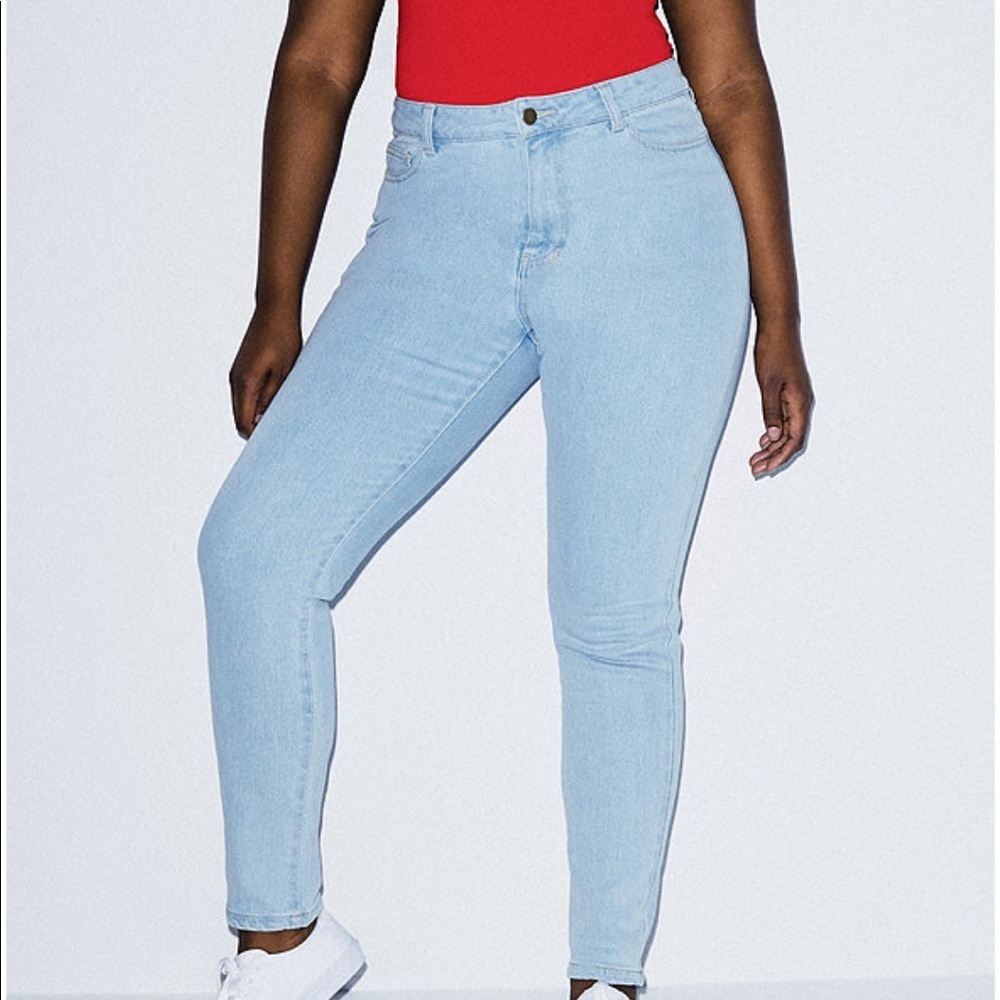 American Apparel Light Wash High Rise Pencil Jean